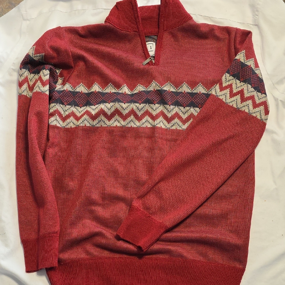 Cozy Kids' Red Zigzag Sweater